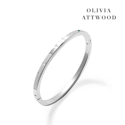 Custom Stamped Name Bangle (Silver)