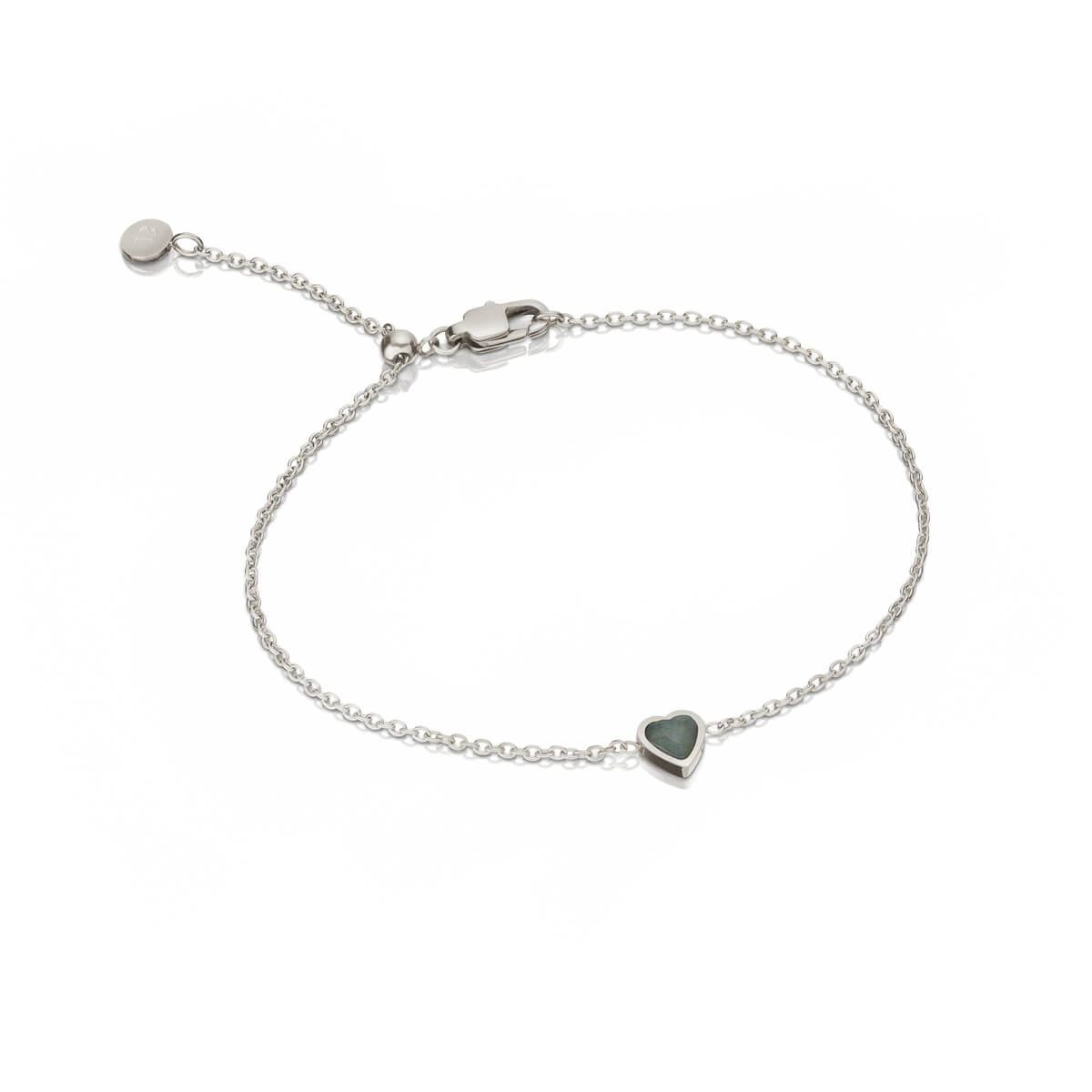 Mini Heart Birthstone Bracelet (Silver)
