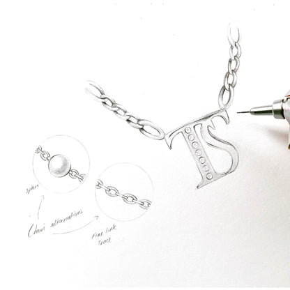 Double Initial Crystal Necklace (Gold)