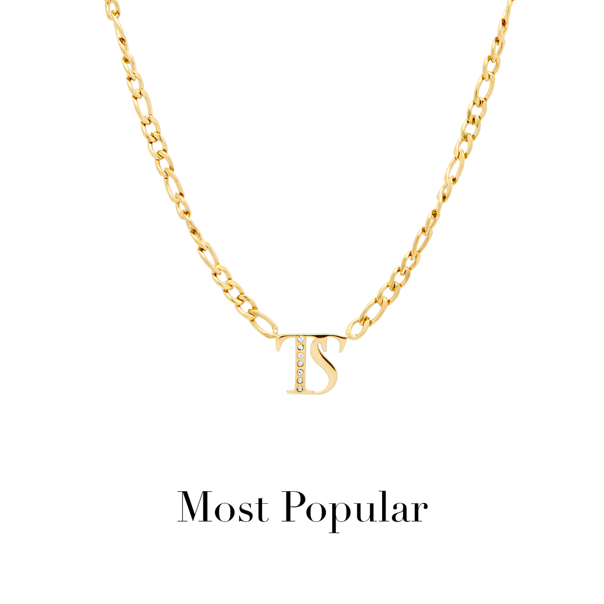 Double Initial Crystal Necklace (Gold)