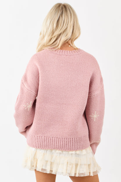 Dusty Blush Cowgirl Boot Graphic Sweater