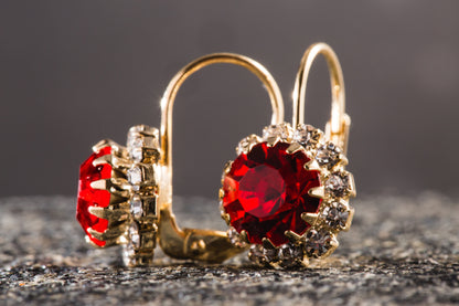 18K Gold Plated Crystal Flower Huggie Earrings