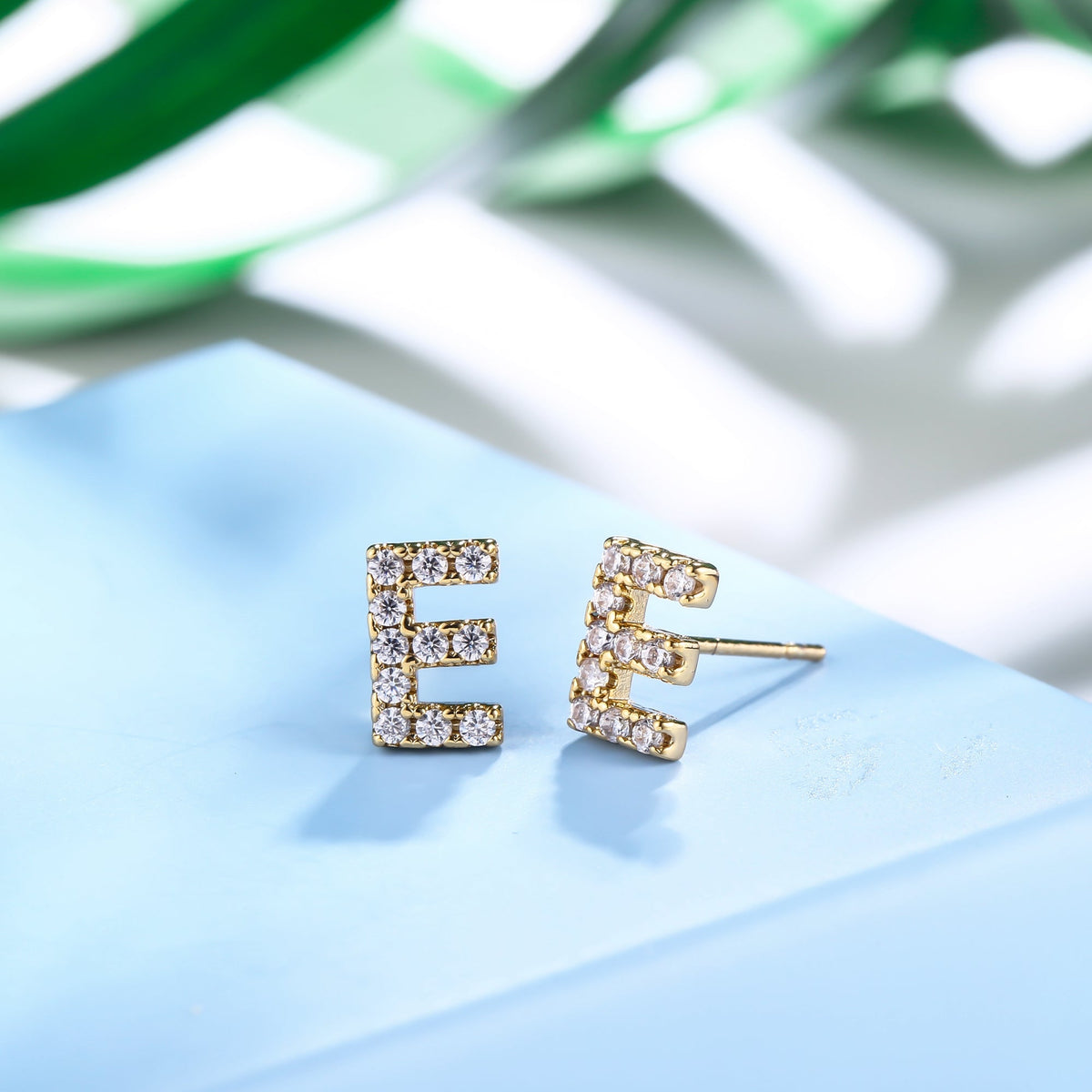 18K Gold Plated Monogram Stud Earrings