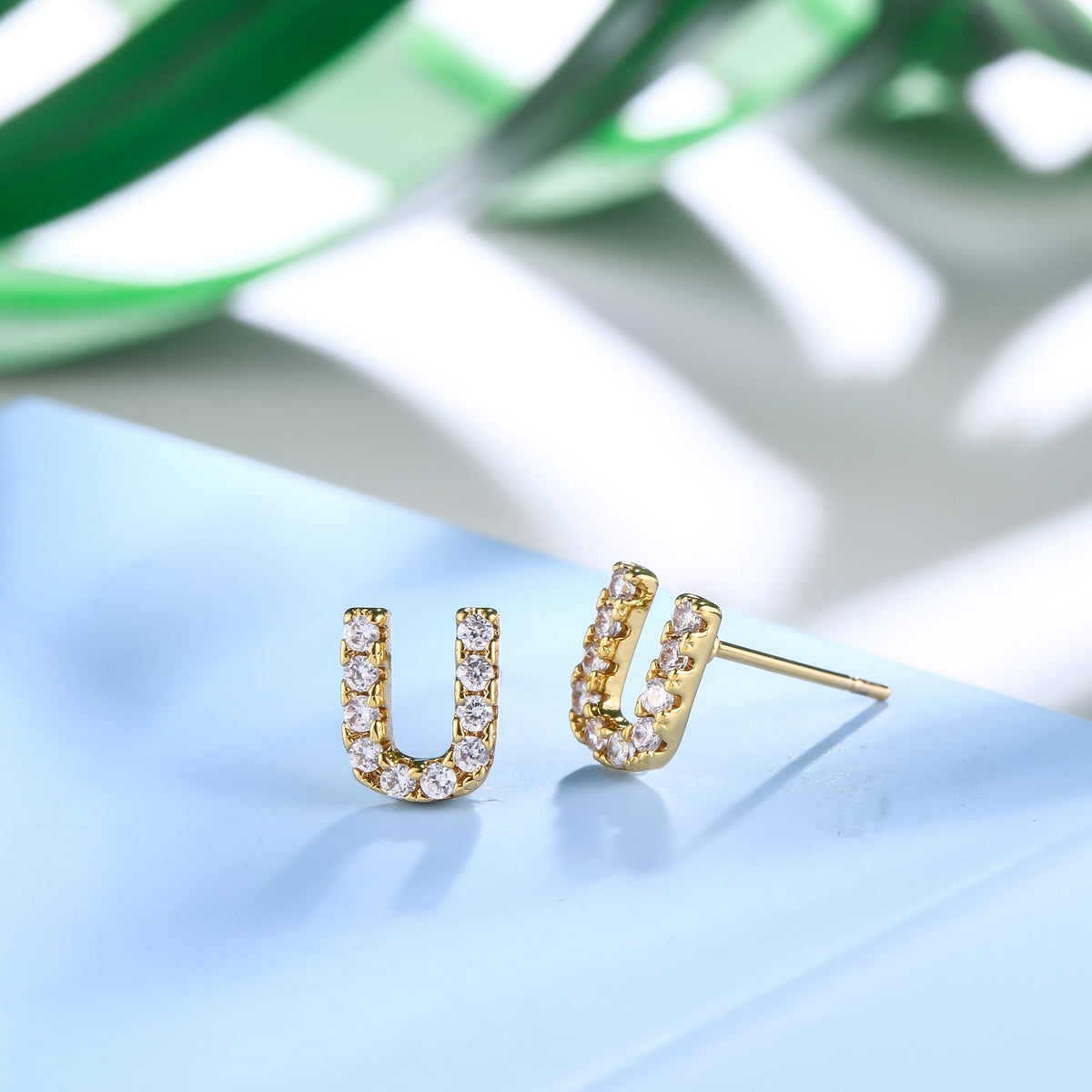 18K Gold Plated Monogram Stud Earrings