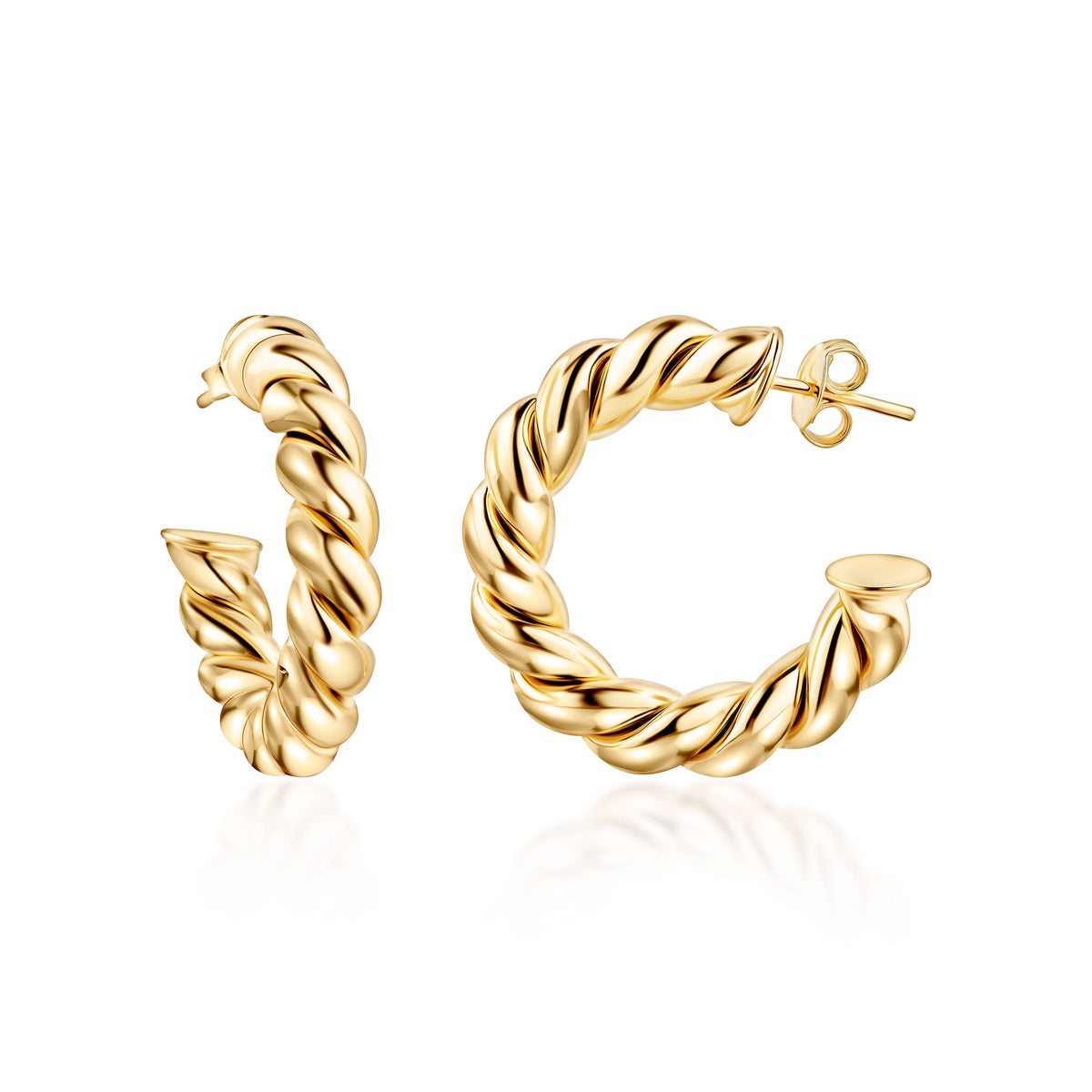 18k Gold Plated Chunky Twisted Hoop Earrings