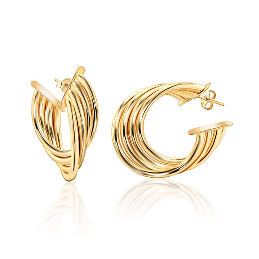 18K Gold Plated 4 Layer Half Hoop Earrings
