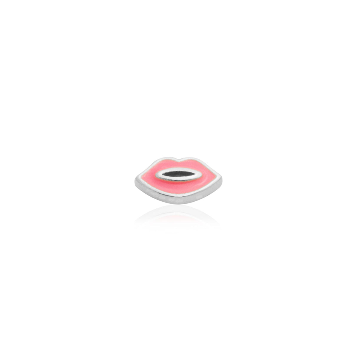 Enamel Lips Stud (Silver)