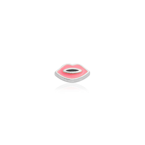 Enamel Lips Stud (Silver)