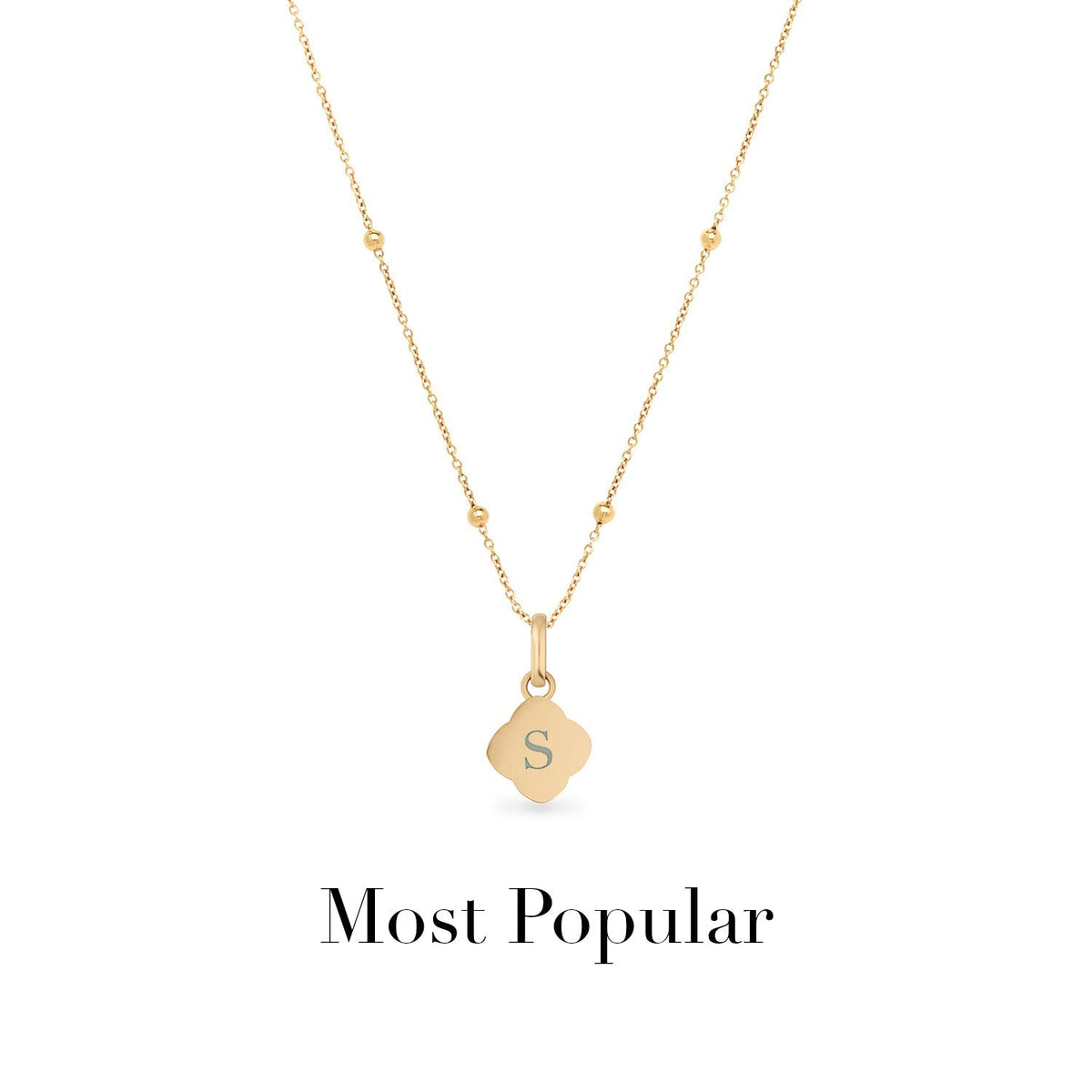 Pearl Clover & Initial Necklace (Gold)