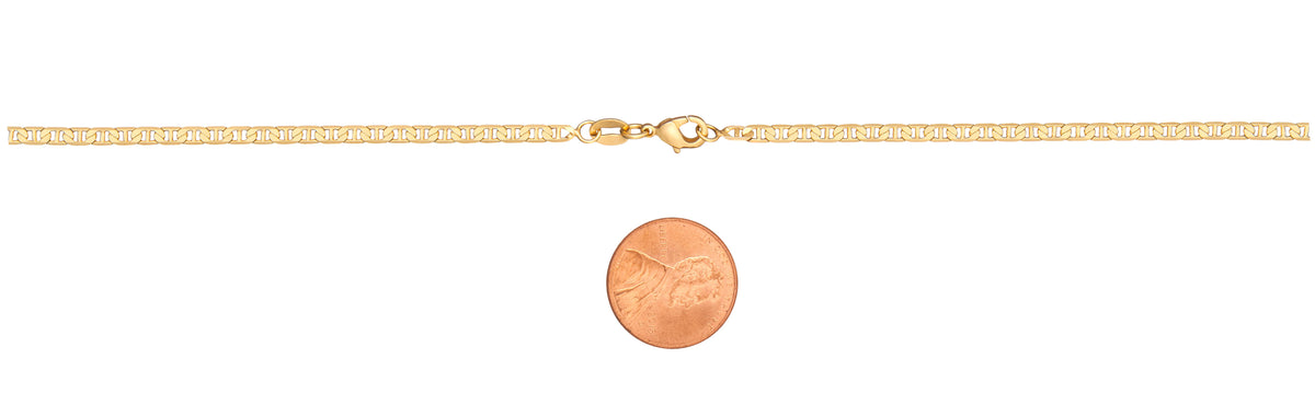 18K Gold Plated 3mm Flat Mariner Necklace