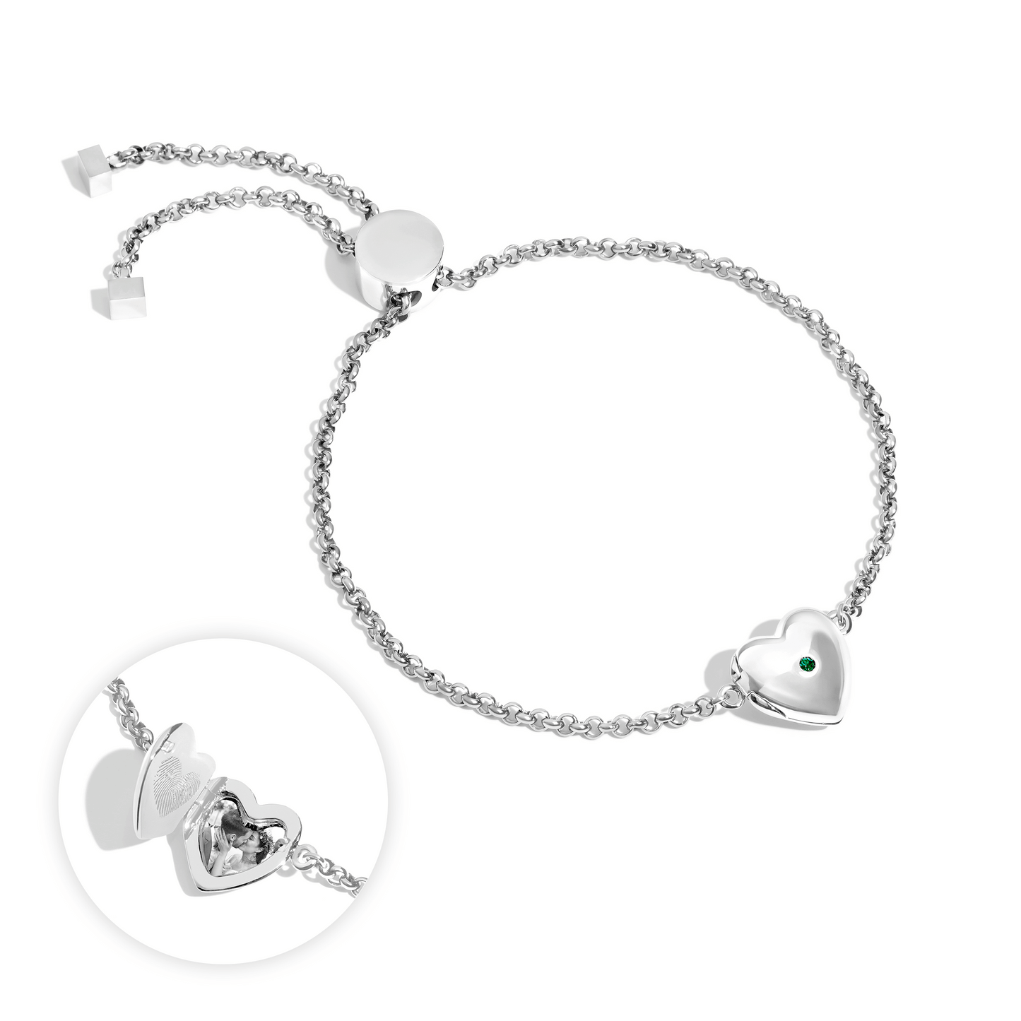 Heart Photo Locket Bracelet (Silver)
