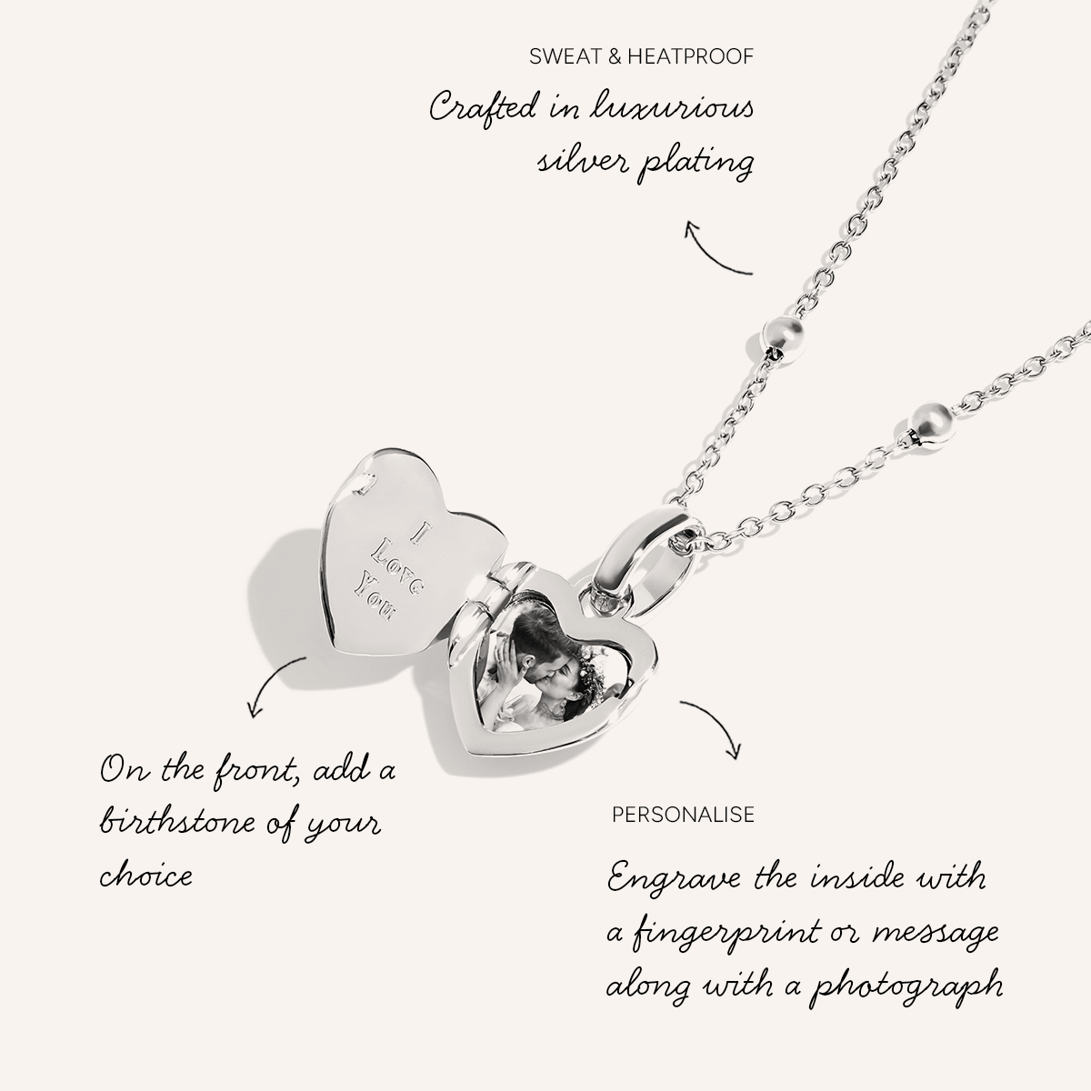 Heart Photo Locket Necklace (Silver)