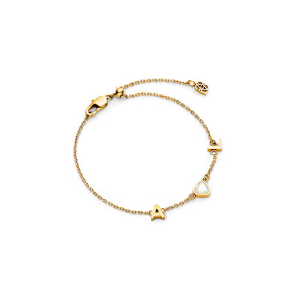 Made Mine Initials & Birthstone Bracelet (Gold)