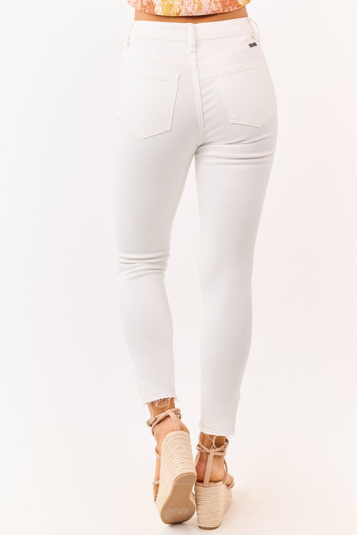 KanCan Ivory Cut Off Hem Stretchy Skinny Jeans
