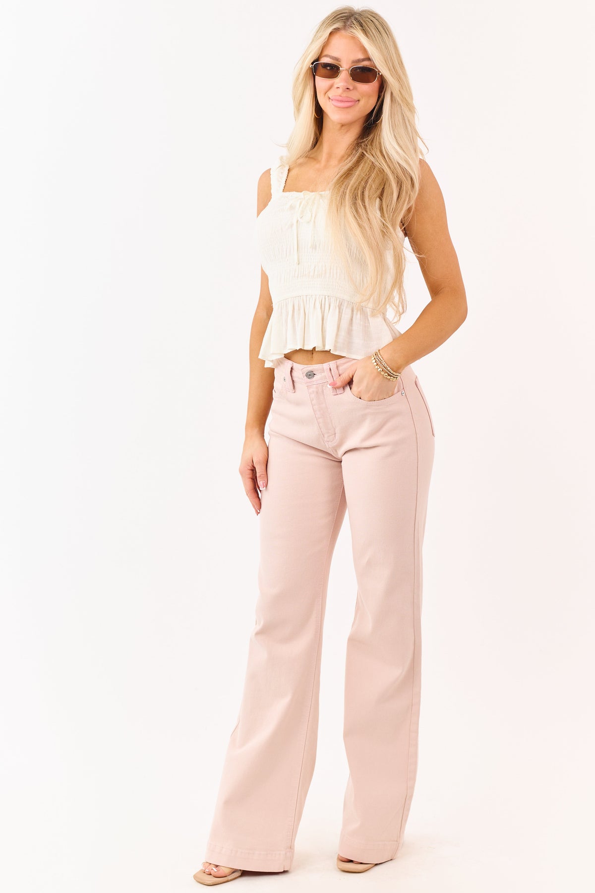 KanCan Tea Rose High Rise Wide Flare Jeans