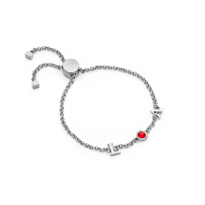 Made Mine Initials & Birthstone Bracelet (Silver)
