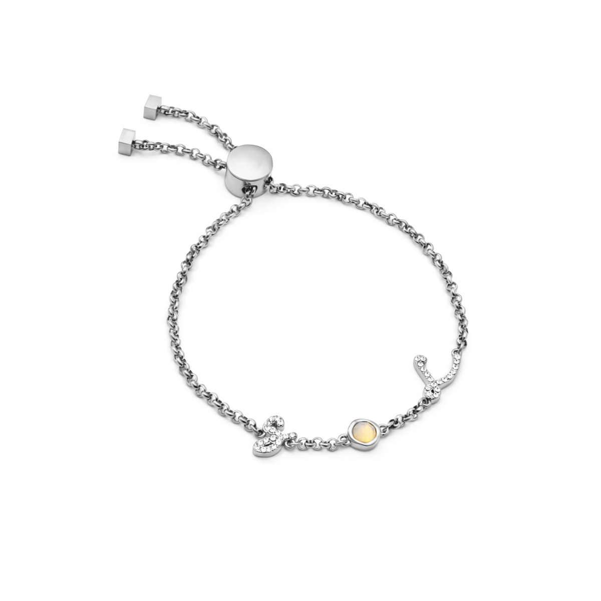 Made Mine Initials & Birthstone Bracelet (Silver)