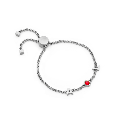 Made Mine Initials & Birthstone Bracelet (Silver)