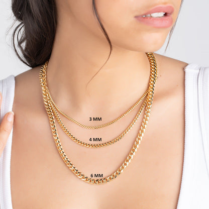 18k Gold Plated Miami Cuban Necklace 4mm Thick