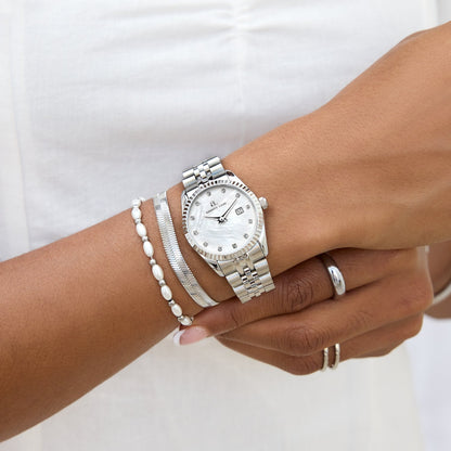 Mini Silver Pearl Link Belgravia 30 Watch
