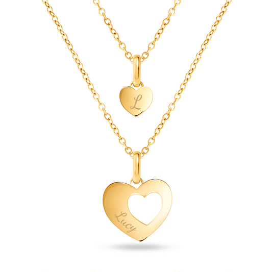 Heart 'Mini & Me' Necklace Set (Gold)
