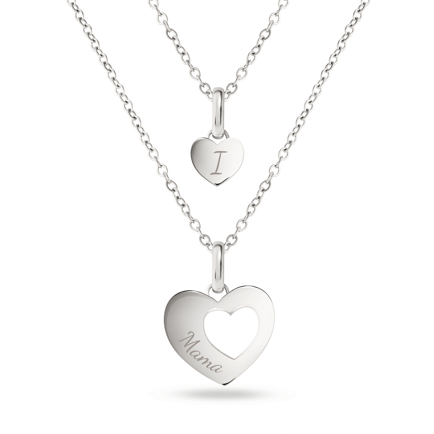 Heart 'Mini & Me' Necklace Set (Silver)