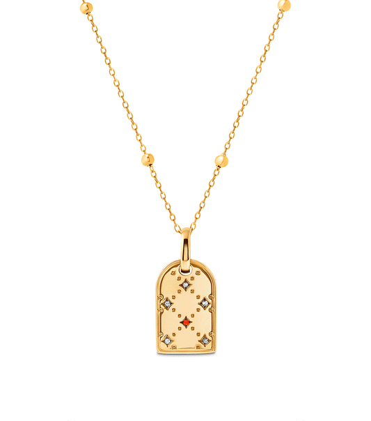 Mini Monogram Birthstone Tag Necklace (Gold)