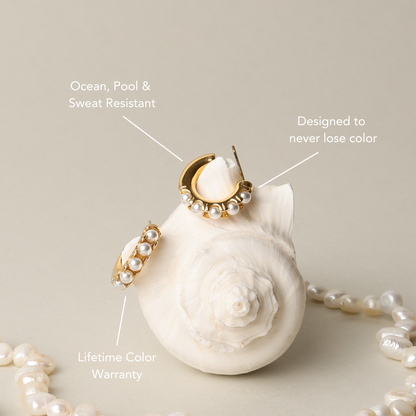 Mini Pearl Huggies Earrings