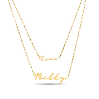 Matching Fine 'Mini & Me' Signature Name Necklace Set (Gold)