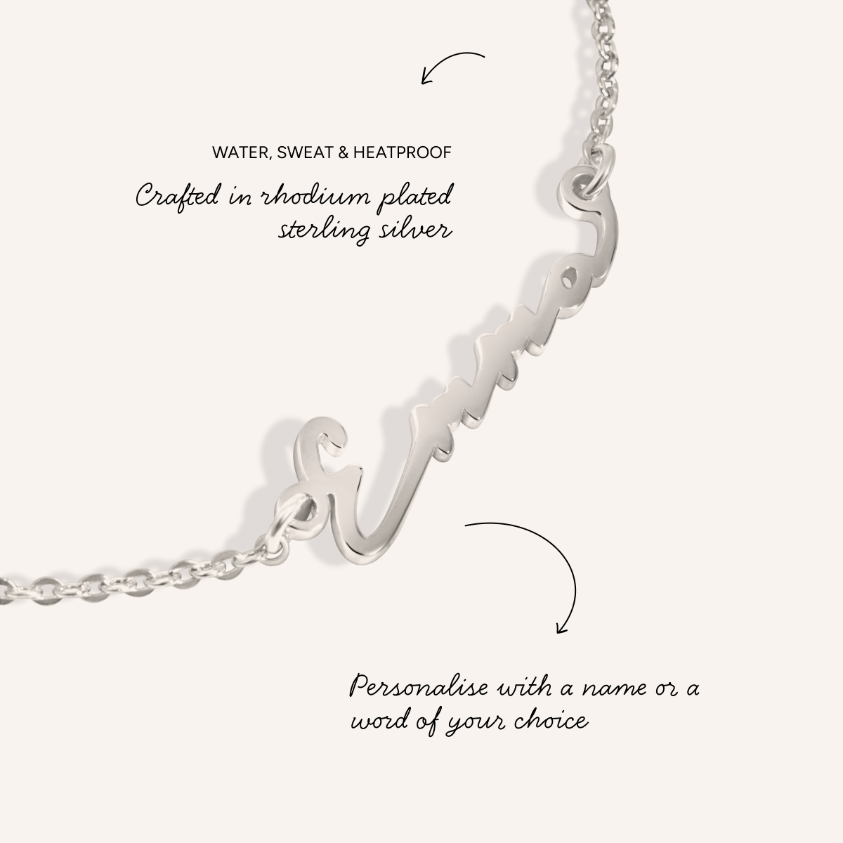 Fine Mini Signature Name Bracelet (Silver)