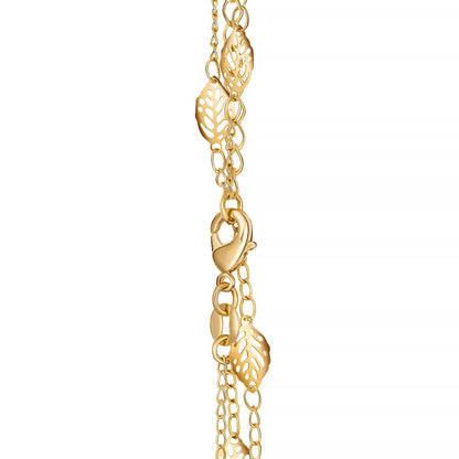 18K Gold Plated Cascading Layer Leaf Necklace
