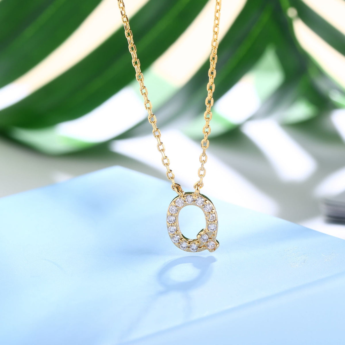 18K Gold Plated Cubic Zirconia Monogram Necklace