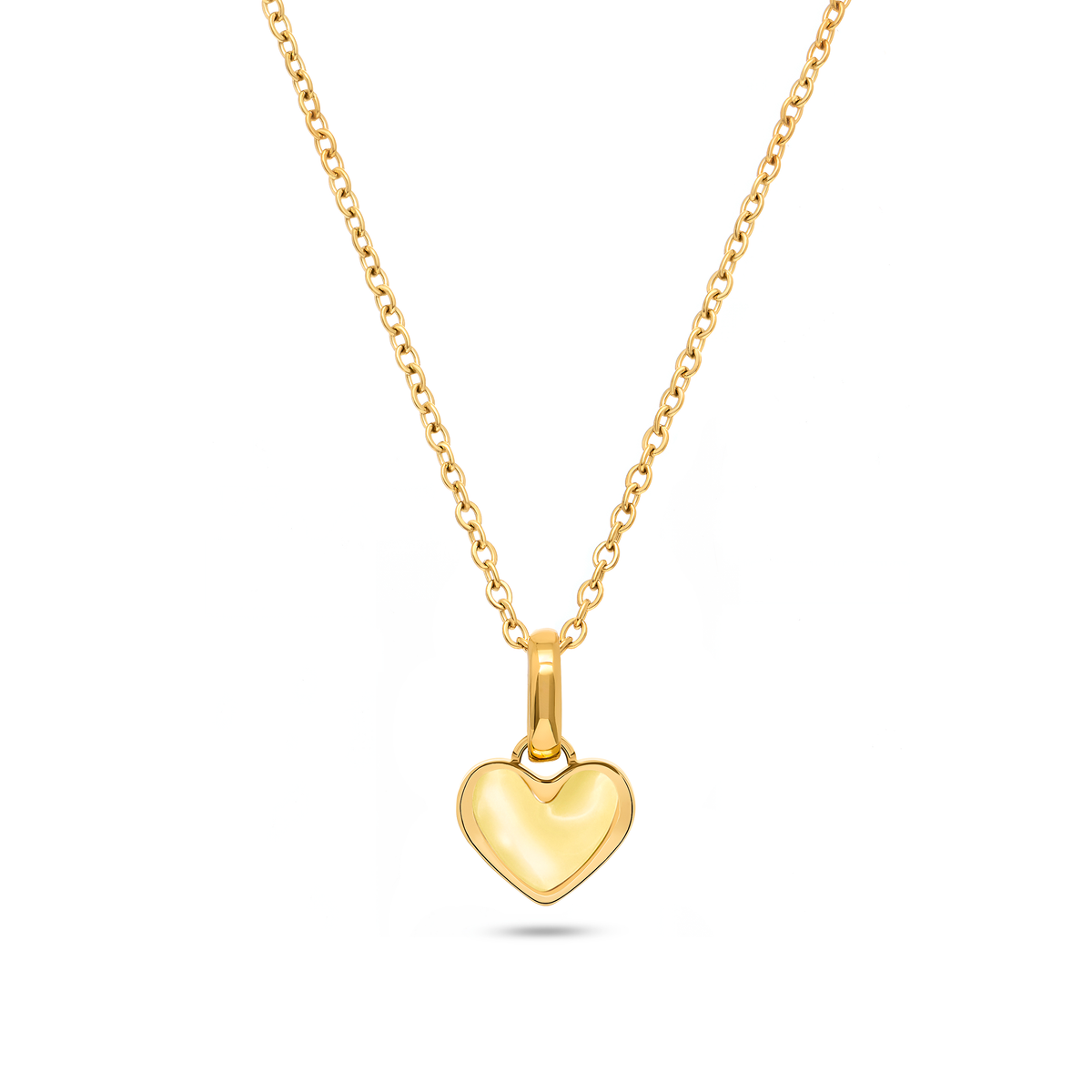 Butter Yellow Quartz Heart Necklace (Gold)