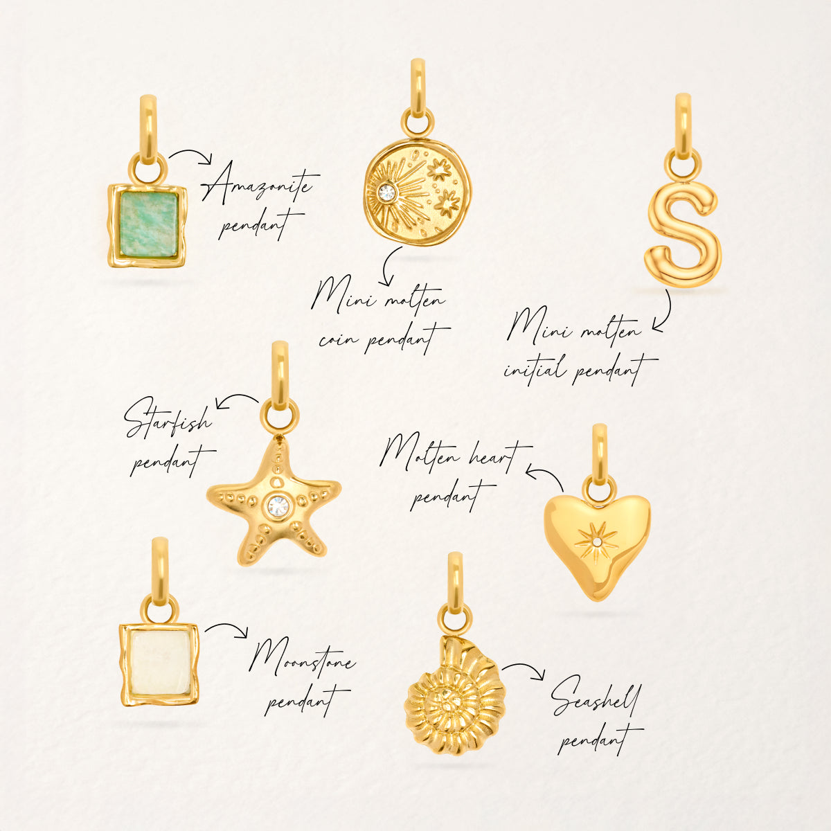 Mini Molten Initial Pendant (Gold)