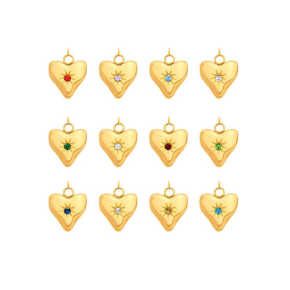 Molten Heart Birthstone Charm (Gold)