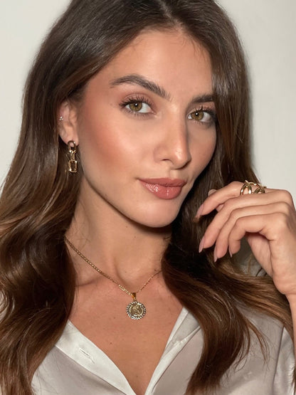 18K Gold Plated 2 Tone Coin Pendant Necklace