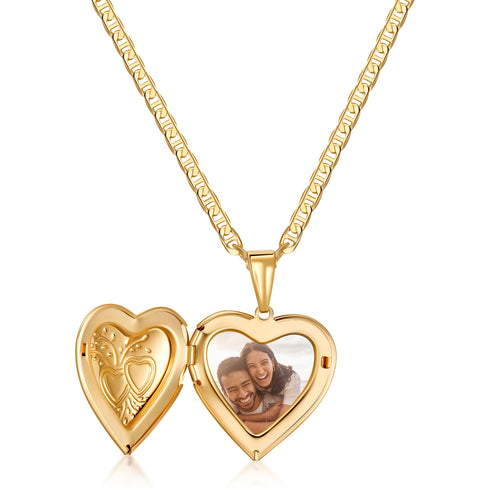 18k Gold Plated Antique Heart Locket Necklace