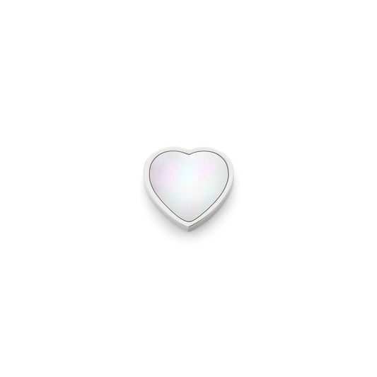 Pearl Heart Charms (Silver) - Plain