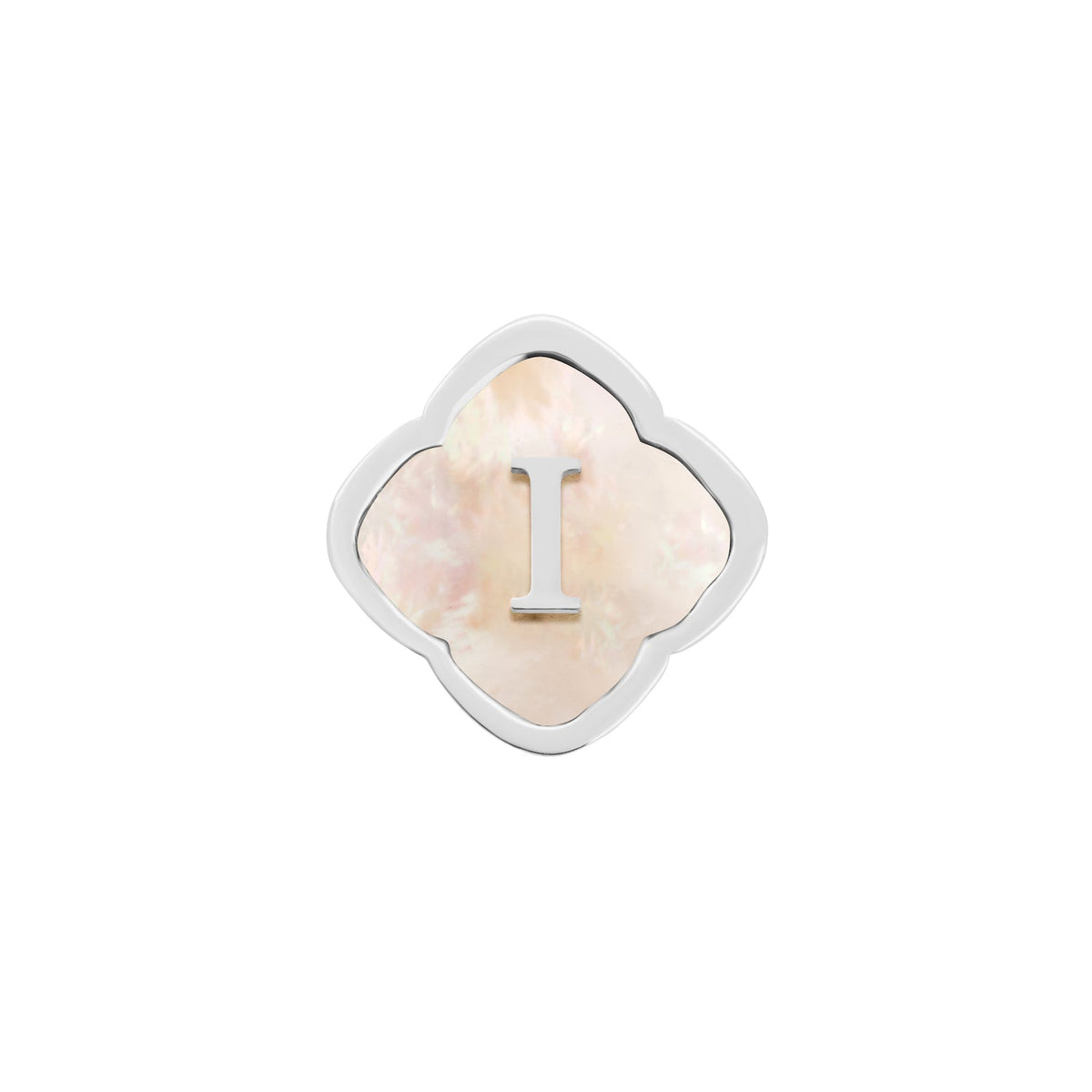 Rosette Pearl Clover Charms (Silver) - Initials