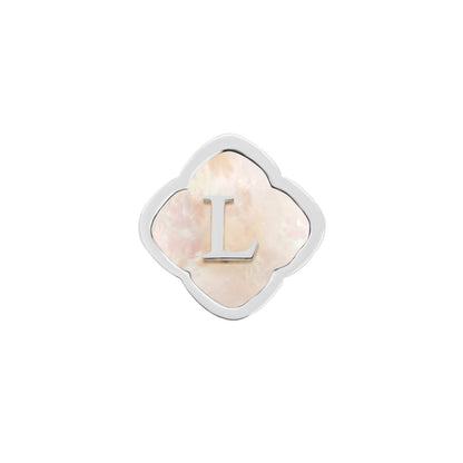 Rosette Pearl Clover Charms (Silver) - Initials