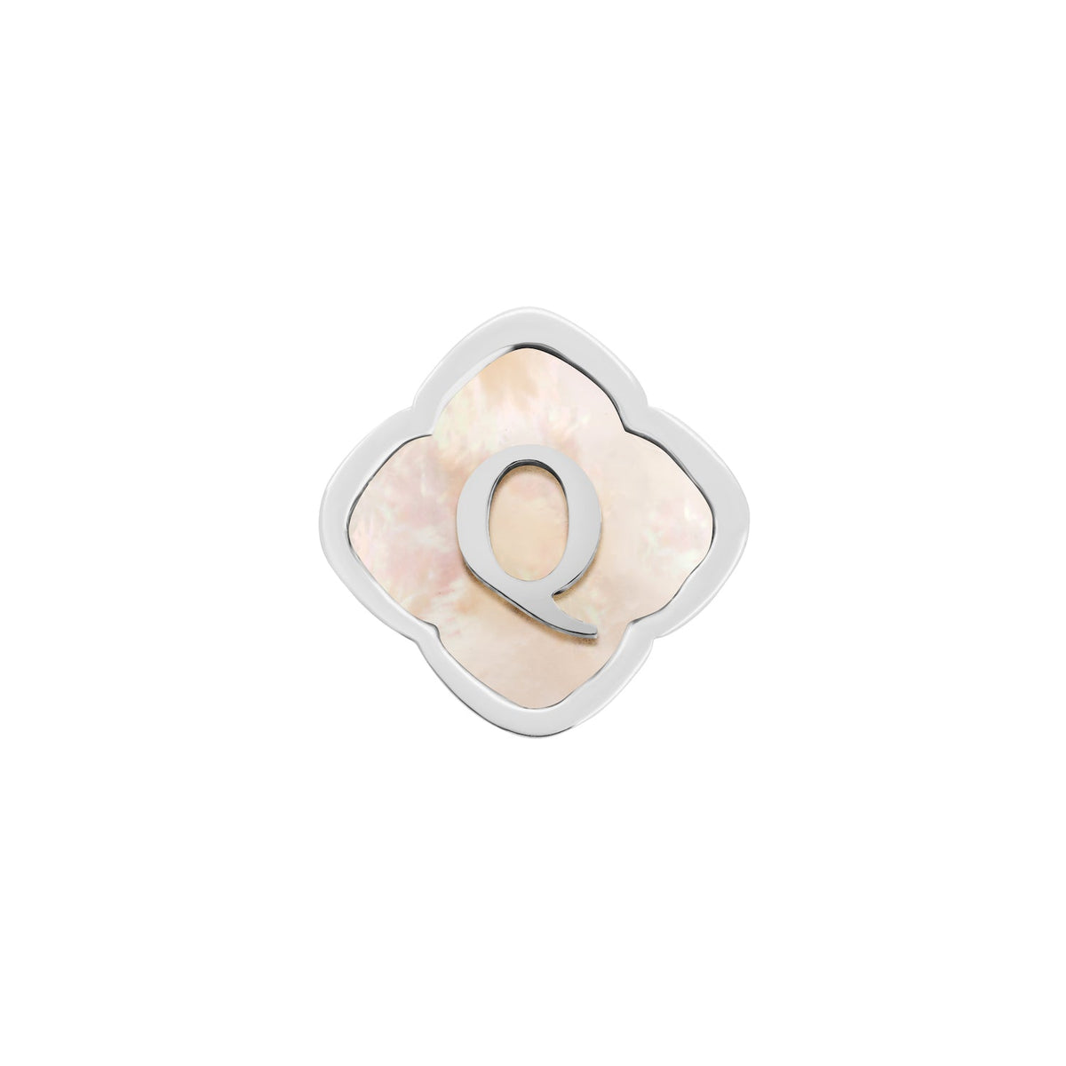 Rosette Pearl Clover Charms (Silver) - Initials