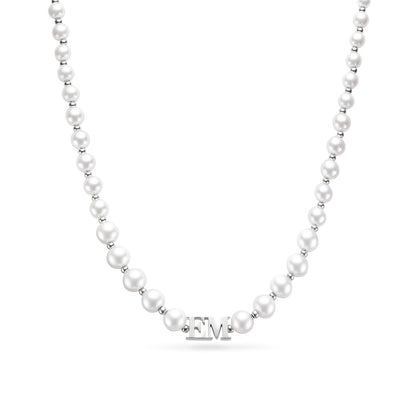 Lunar Pearl Initial Choker (Silver)