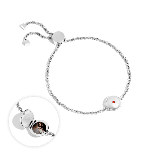 Round Photo Locket Bracelet (Silver)