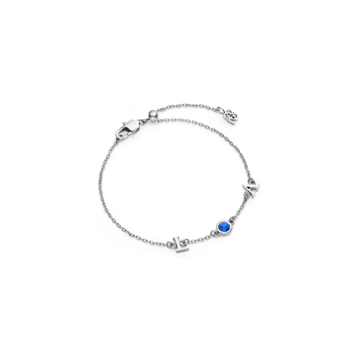 Made Mine Initials & Birthstone Bracelet (Silver)