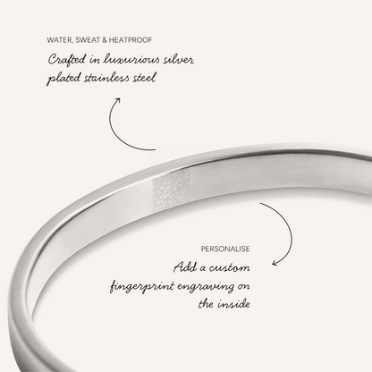 Custom Fingerprint Memento Cuff Bangle (Silver)