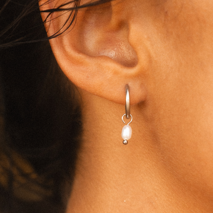 Pearl Huggie Hoops