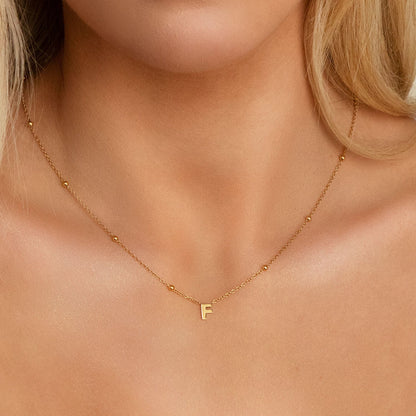 Mini Letter Sphere Chain Necklace (Gold)