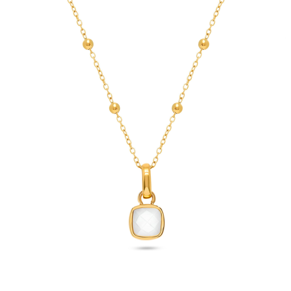 Mother of Pearl Cushion Necklace (Gold)