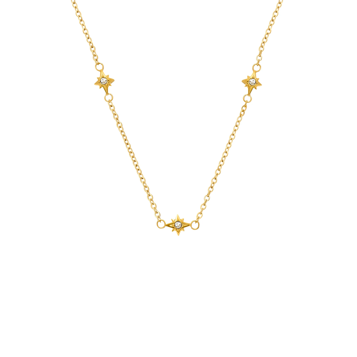 Fingerprint Moon & Star Tag Necklace (Gold)