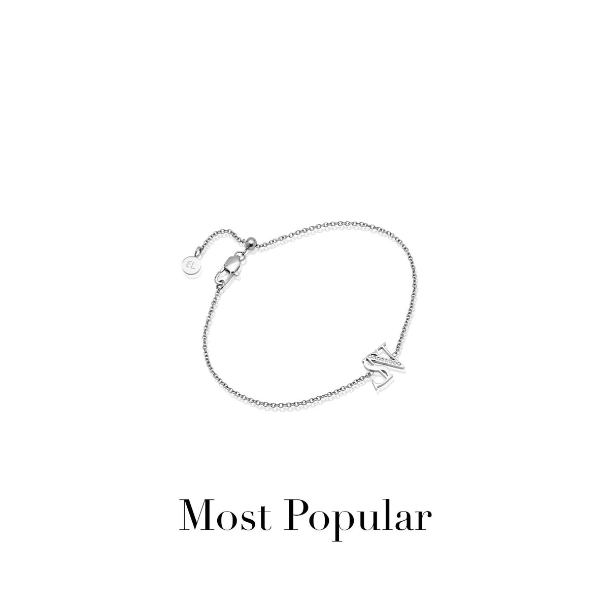Double Initial Crystal Bracelet (Silver)